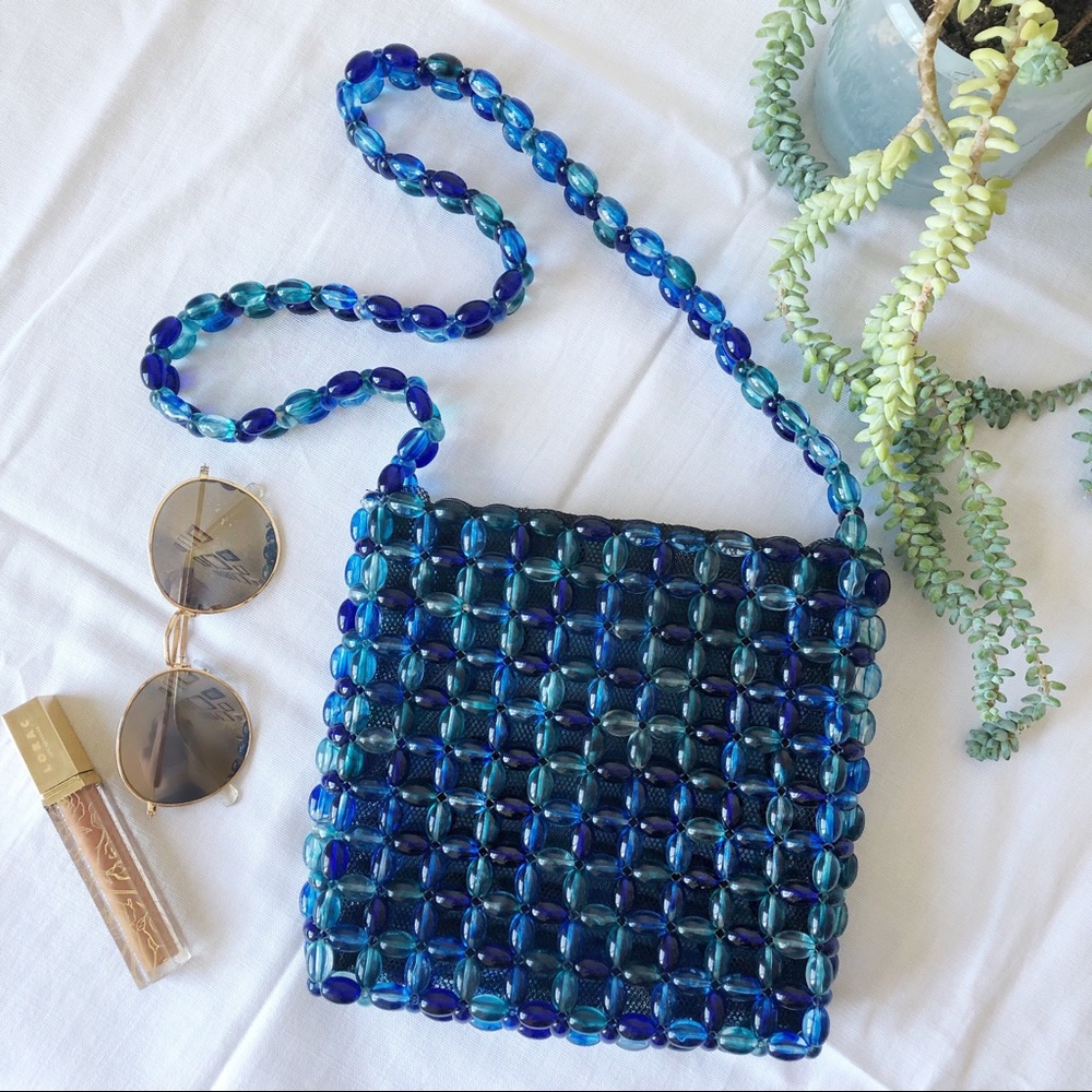 Blue Beaded Bag